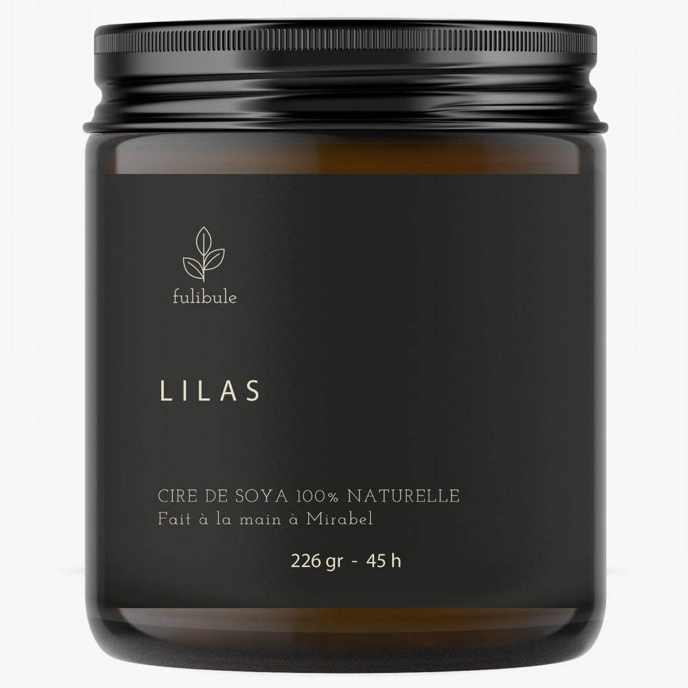 Bougie de soya naturelle parfumée aux lilas, produit Québécois .